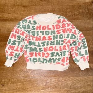 Zara Kids Red and Green Holiday Sweatshirt